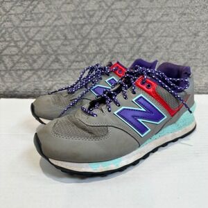 New Balance 574 Athletic Shoes Women Size 7.5 Gray‎ Purple Mint Casual Sneakers
